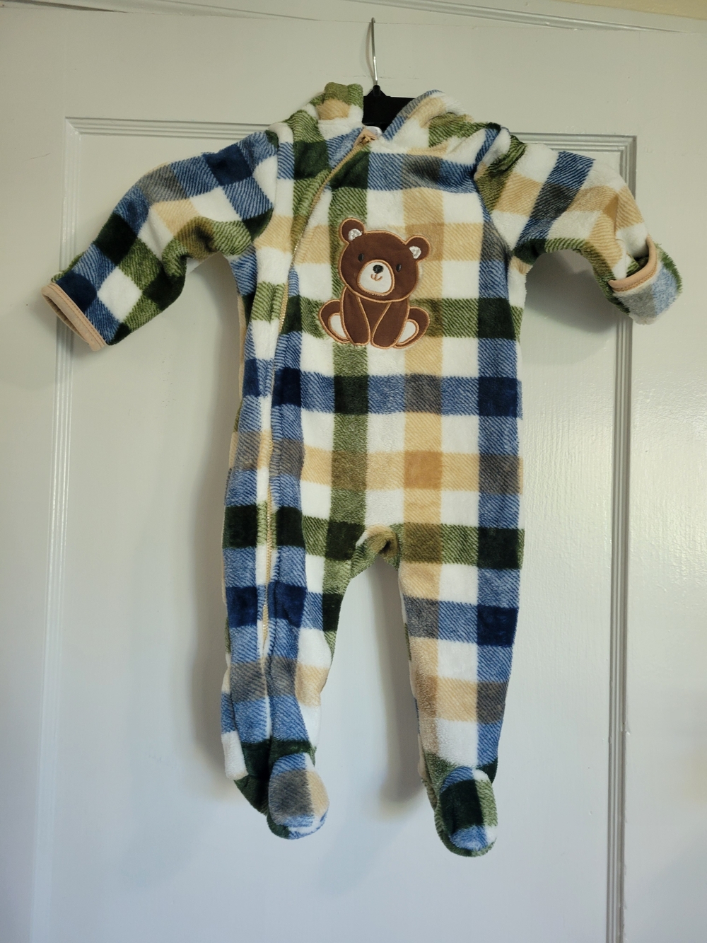 Little Boy Plaid Fleece Soft baby onesie 6-9 months